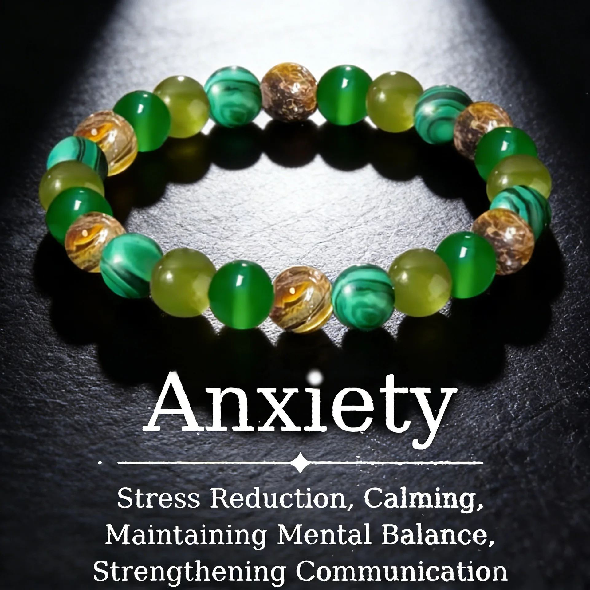 Chinese Style Lucky Fortune Attracting 8mm Tiger Eye Malachite Crystal Beaded Bracelet Calming Stress Relief Good Luck Blessing