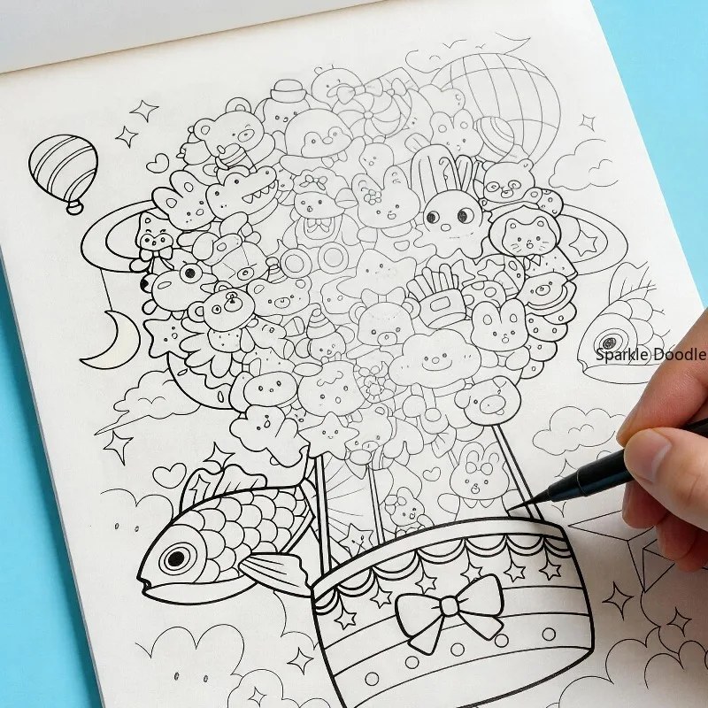 A Hand Drawn Adult Decompression and Meditation Copying Line Drawing Book, Line Drawing Coloring Brochure, 32 Pages, Large Size
