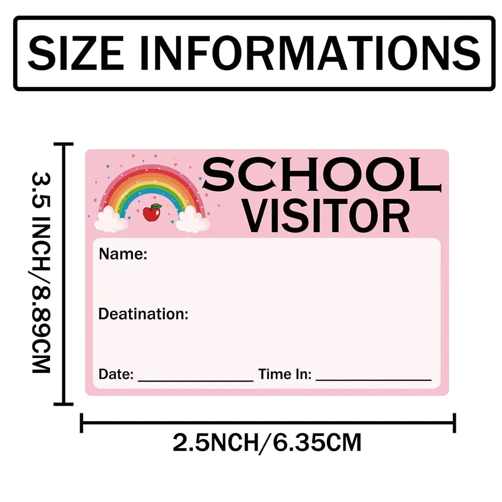 3.5x2.5inch School Visitor Pass Sticker Visitor Name Tag Badge Labels Pink Colors Visitor Identification Labels 80PCS Pink