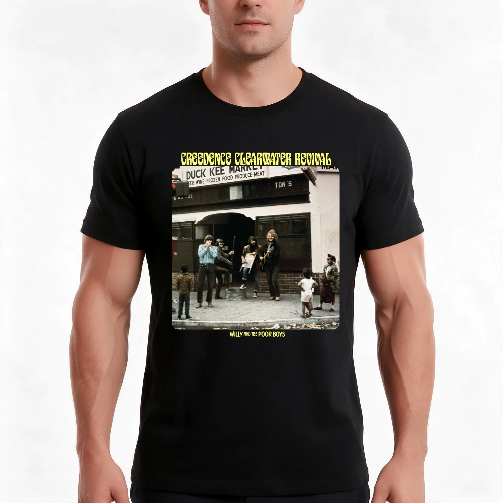 Creedence-Clearwater-Revival- T-Shirt, Summer Casual Cotton Tee, Oversized Streetwear Tops, Vintage Graphic Print, 100% Cotton