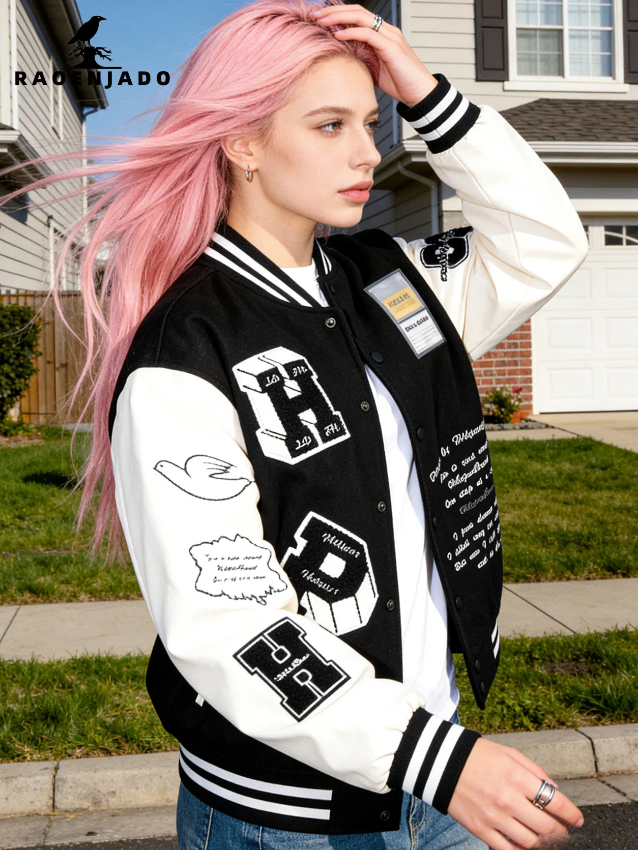 Women's Varsity Jacket Vintage Lightweight Baseball Uniform Windproof Streetwear Spring/Autumn Coat Letter Embroidery Outerwear