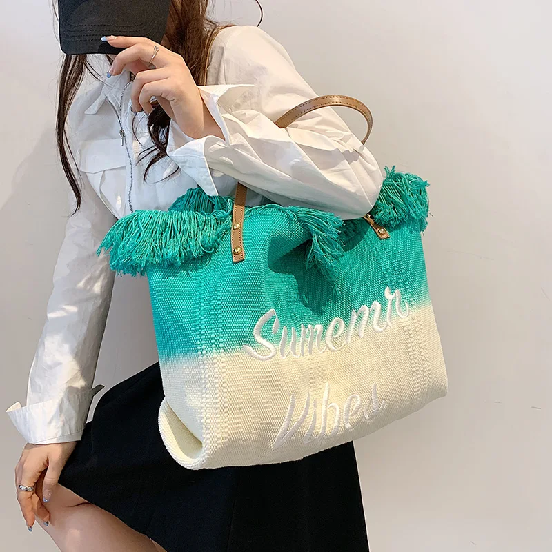 Luxury Brand Design Big Canvas Casual Tote Shoulder Bags for Women Handbag Purses 2022 New Travel Shopping Bag High Quality