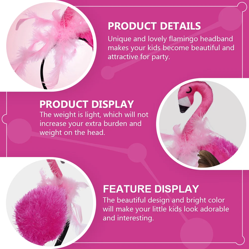 

3 Pcs Flamingo Headb Lovely Ribbon Dome Kids Headb s Party Accessories Light Weight Material Birthday Hawaiian