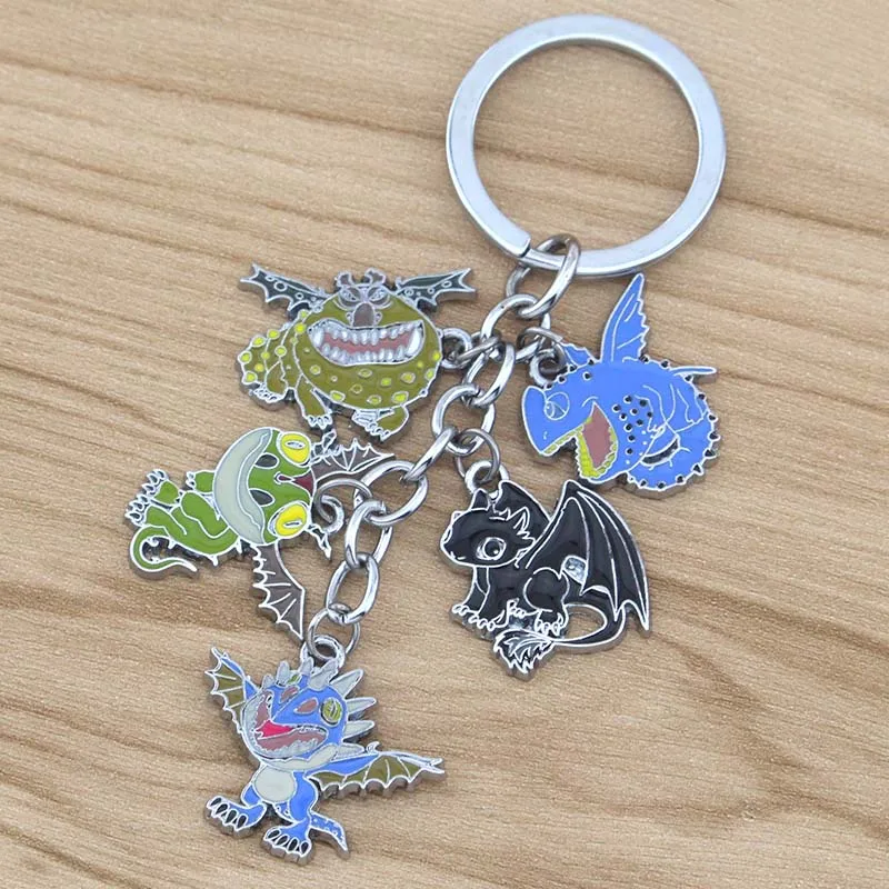 Anime Keychain How to Train Your Dragon Black Dinosaur Metal Alloy Bag Keyring Kids Friends Accessories Gifts