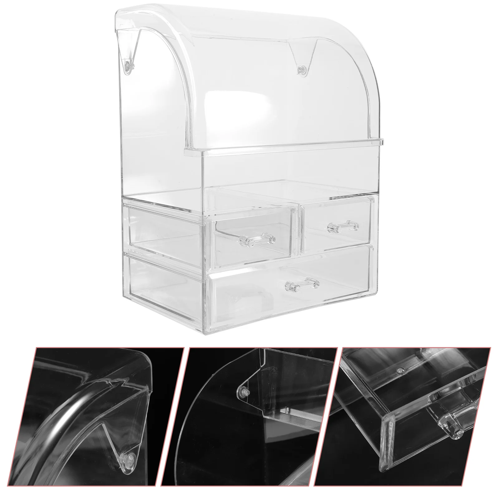 

Clamshell Transparent Storage Cabinet Drawer-Type Makeup Organizer Multi-Grid Compartment Large Capacity Material