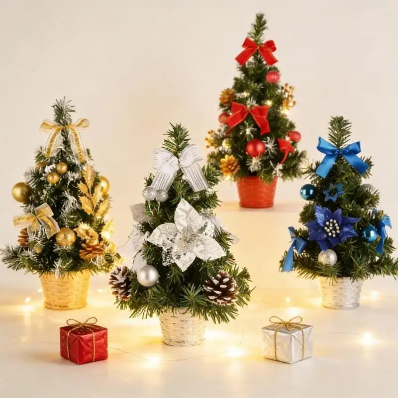 1Pcs 20/30/40CM Mini Artificial Christmas Tree Pine Needle Tree Mini Xmas Tree Christmas Decor Desktop Ornament New Year Gift