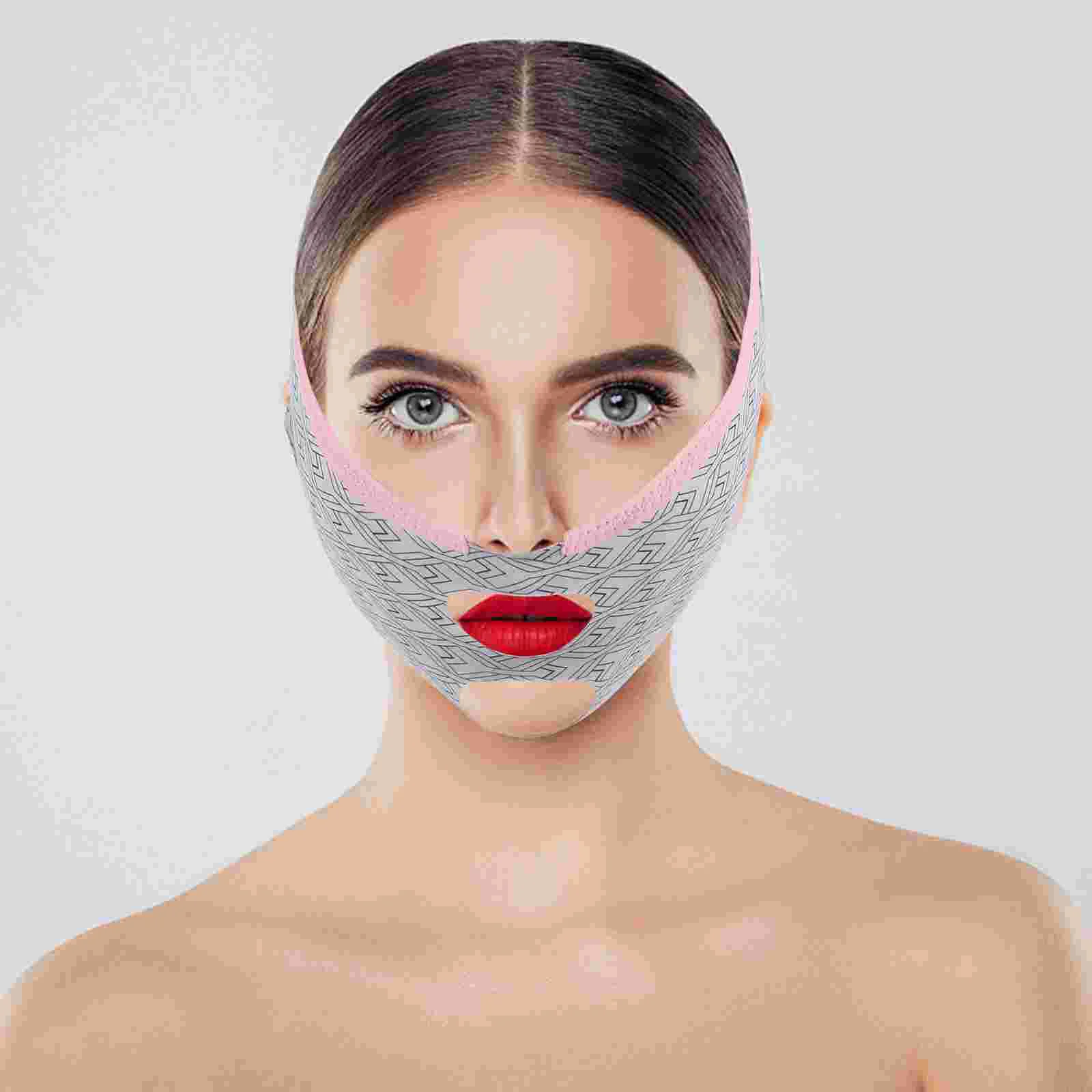 

2 Pcs Bandage Face Slimming V-face Lifting Firming Shaping Non-face Mask (gray Traceless) Opp Bag Facial Lip Stain Nylon Line