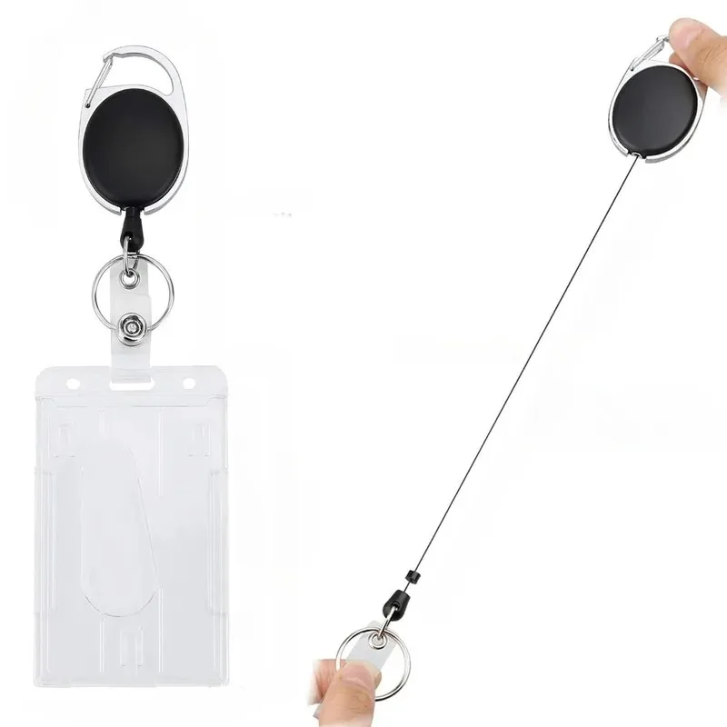 1Set Pass Werkbadge Kaarthouder Hoesje Met Badge Reel Id Tag Werkvergunning Case Houder Clip Bagpack Hanger Kaarthoes