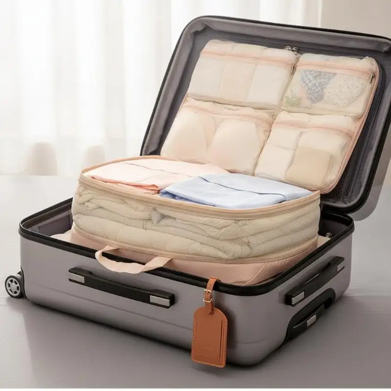 1Pcs Multi Compartment Clothes Underwear Socks Storage Bags 5 In 1 Expandable Travel Packing Cubes Compression Luggage Organizer
