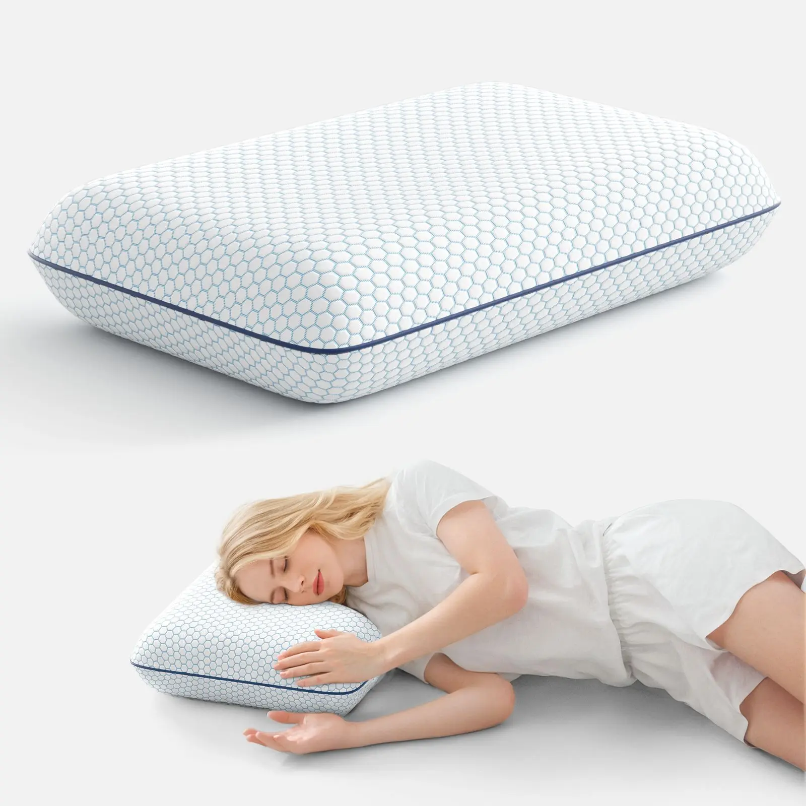 Memory Foam Pillow for Bed Slow Rebound Cervical Protection Pillow  Comfortable Pillow for Neck,Side and Back Pain 15.5X23.5Inch