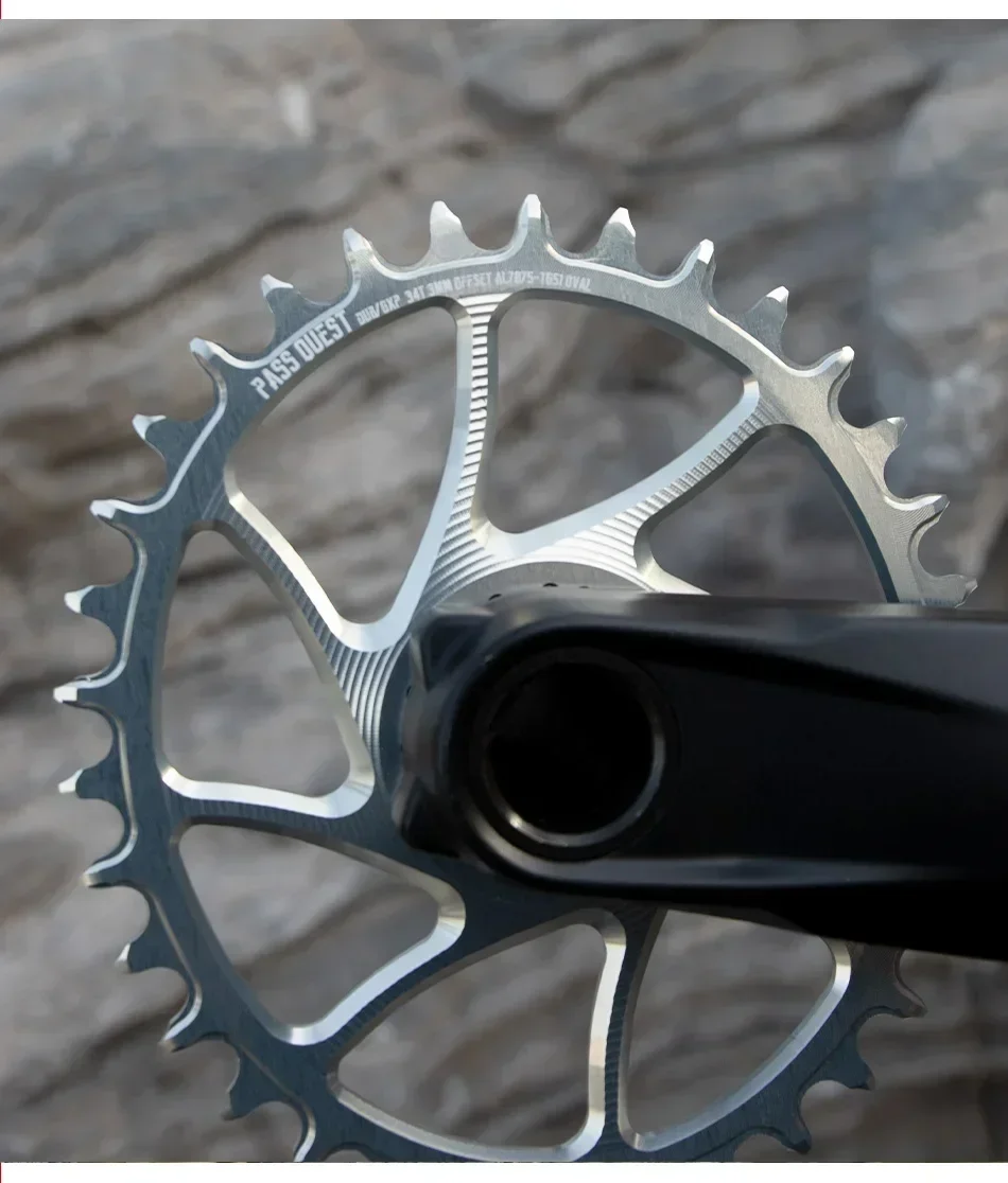 PASS QUEST 3 nails 3mm Offset Direct Mount Narrow Wide Oval and Round MTB Bike Chainring for 10/11/12 Speed chains