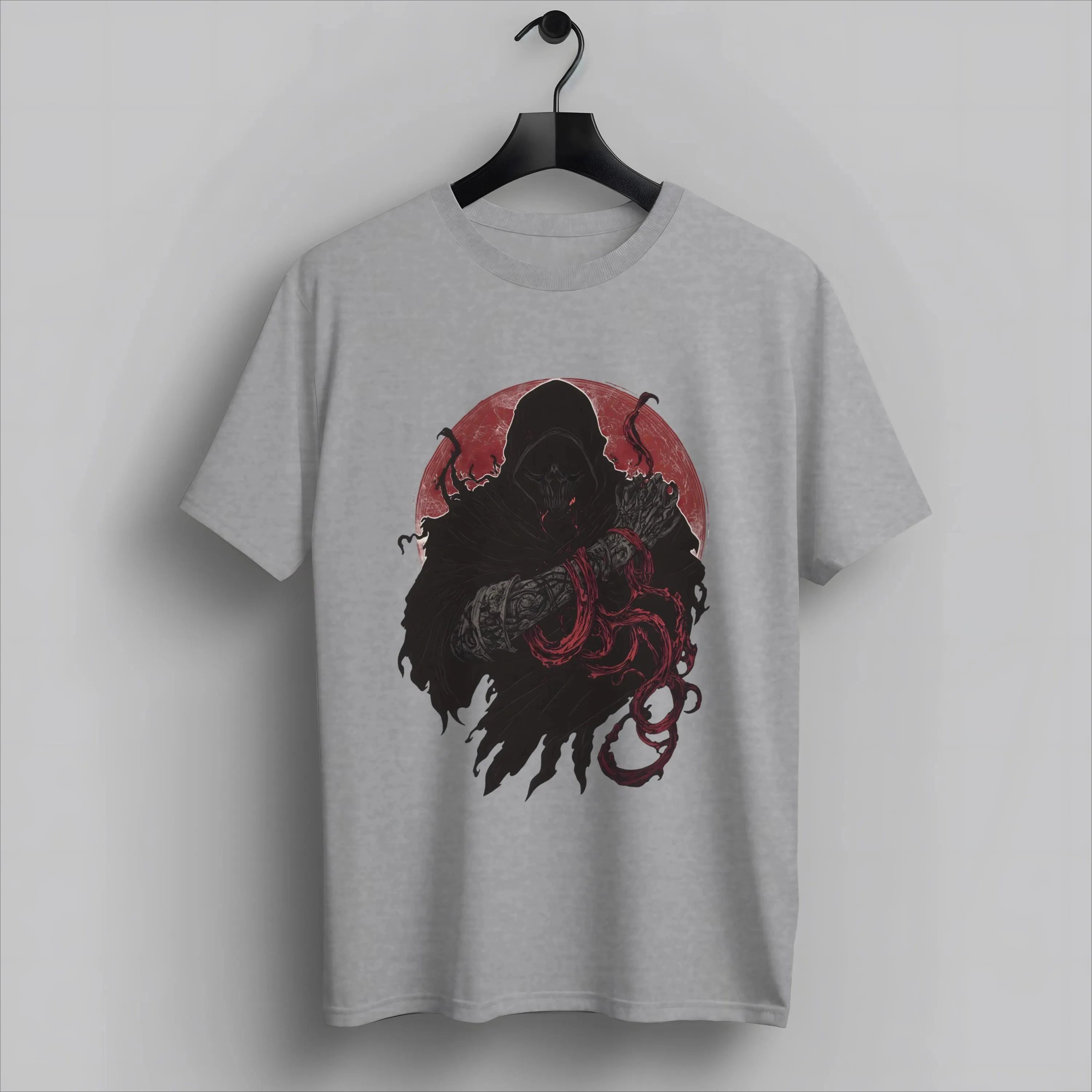 Summer Men's Cotton Gothic Japanese Skeleton Assassin Print Comfortable Breathable Street Hip Hop Daily Sport Men's Short Sleeve