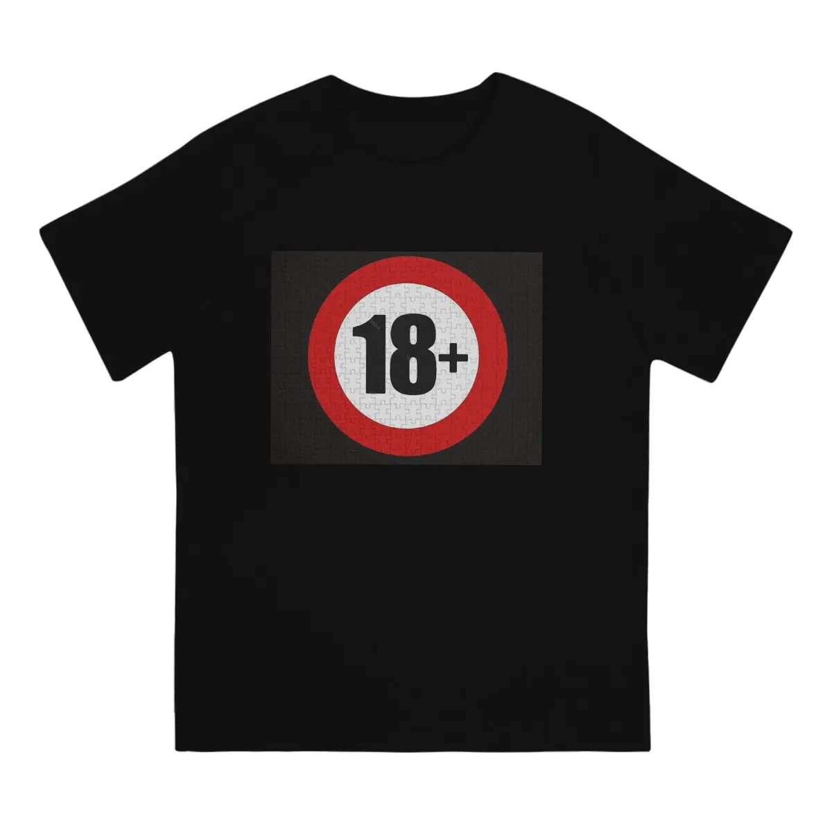 18+ Age Restriction Sign T Shirts  Casual T-Shirts Crew Neck Advisory And Explicit Content Tee Shirt Short Sleeve Clothing