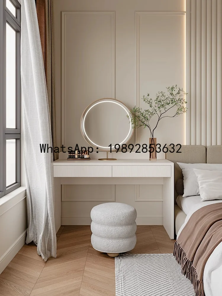 LYY Cream Style Solid Wood Desk Lacquered Study Desk Modern Minimalist Design High-end Feel Home Computer Office Writing Desk