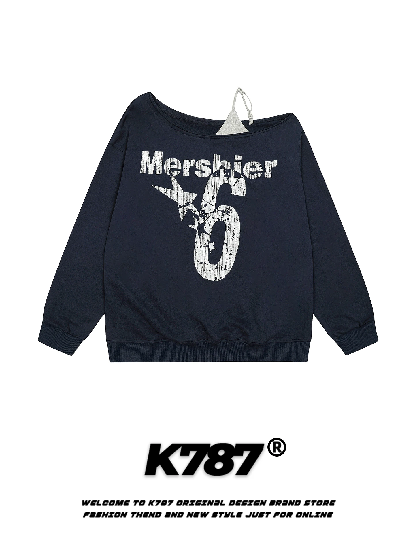 

Женская футболка K787 в американском уличном стиле с длинным рукавом, с открытыми плечами, с принтом, свободного кроя, модная уличная одежда из хлопка