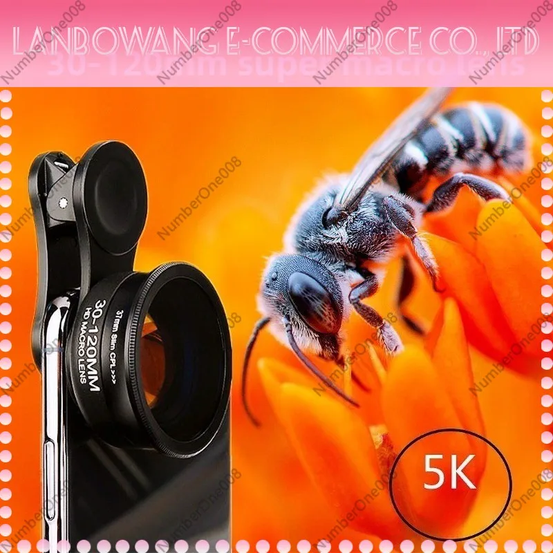 5K No Distortion Super Macro Phone Lens with CPL Star Filter for Succulent Shooting Eyelash Nail Art
