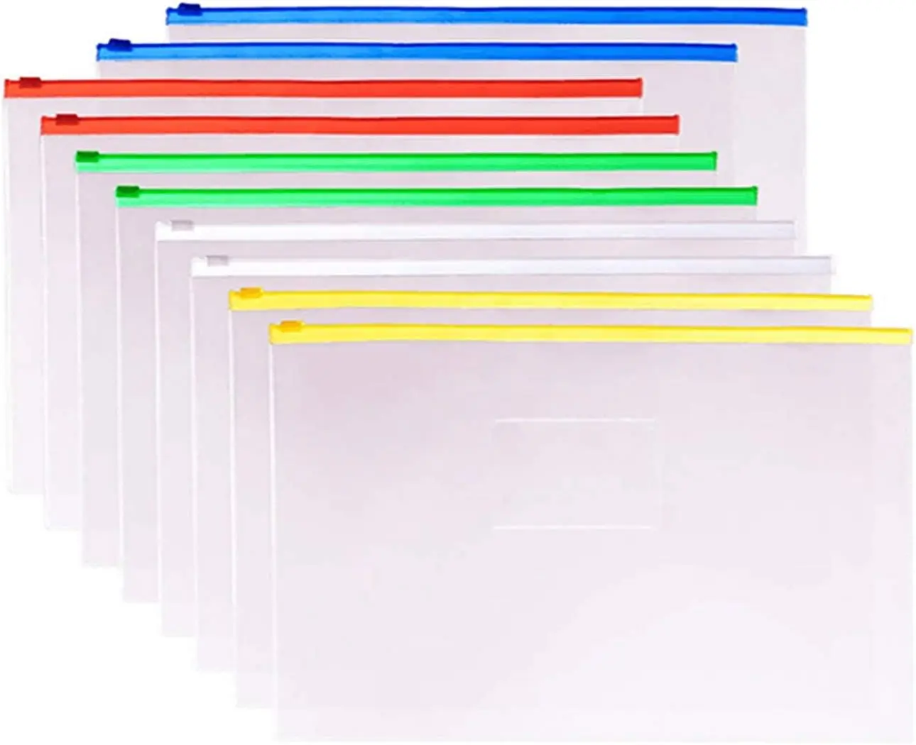 50 Pcs Poly Zip Envelope Document Pouches Zipper File Bag File Folder,A5 Size