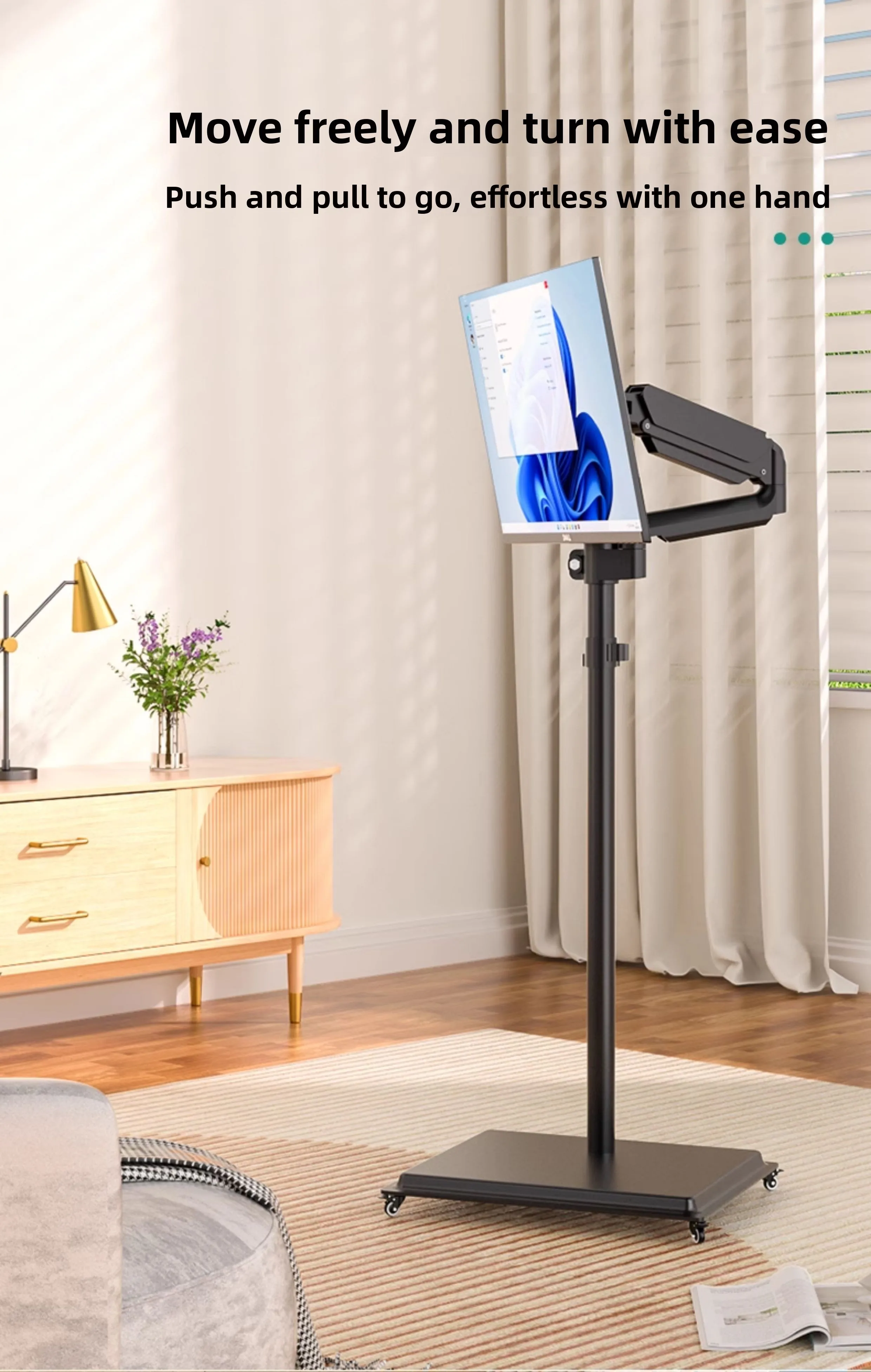 Adjustable Mobile Standing Desk Riser with Ergonomic Monitor Arm and Keyboard Tray