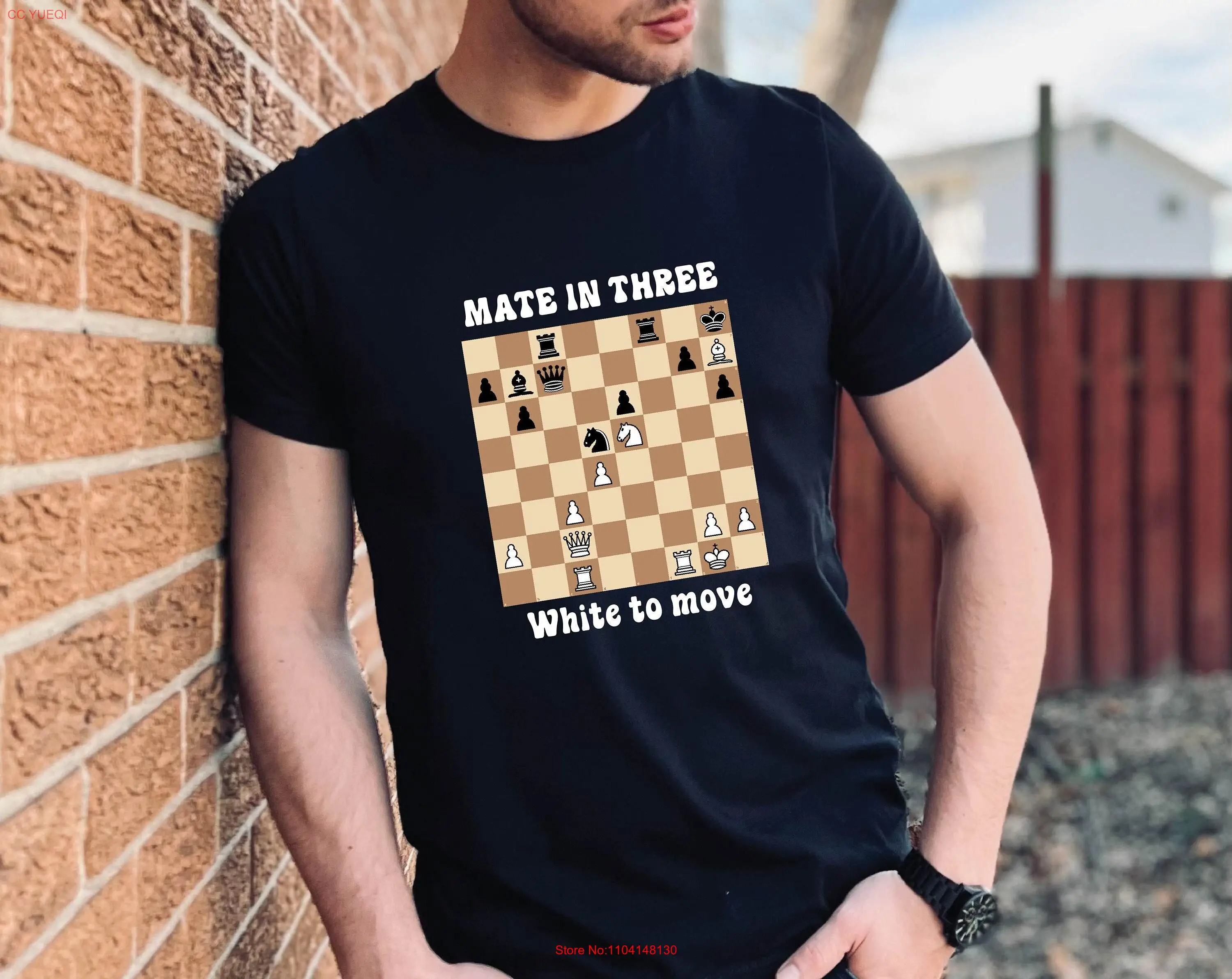 Chess Problem Mate in Three T Shirt Player Teacher Lover Tournament long or short sleeves