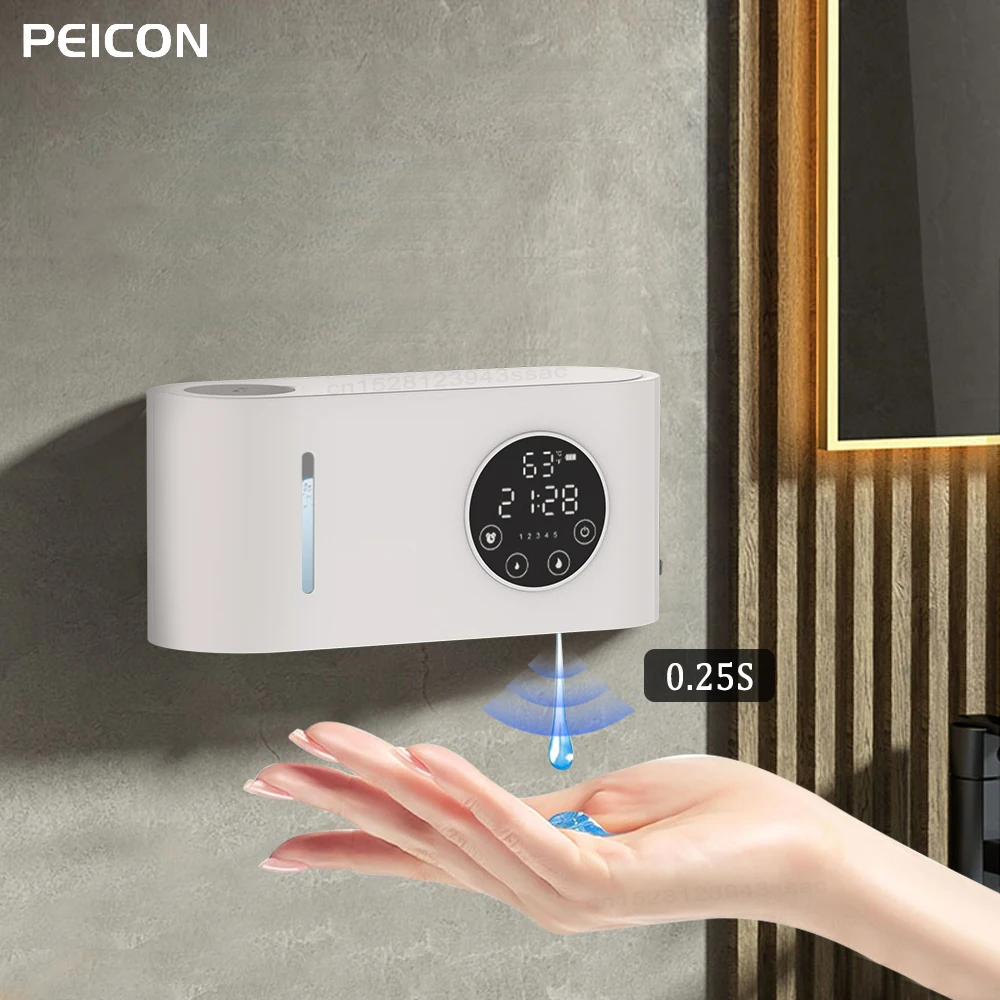 Liquid Soap Dispenser Automatic Touchless Induction Hand Wash Soap Dispenser Wall-mounted Soap Dispenser with Smart LED Screen