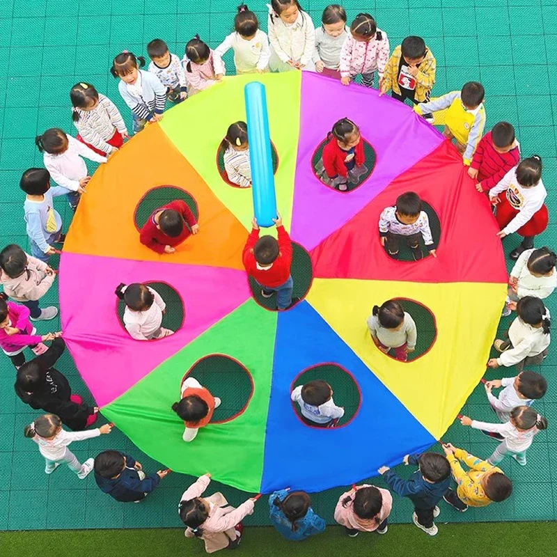 Outdoor Regenbogen Regenschirm Spielzeug schlagen einen Maulwurf Eltern-Kind-Spiele Fallschirm Kindergarten Team Spaß Sport sensorische Integration Training