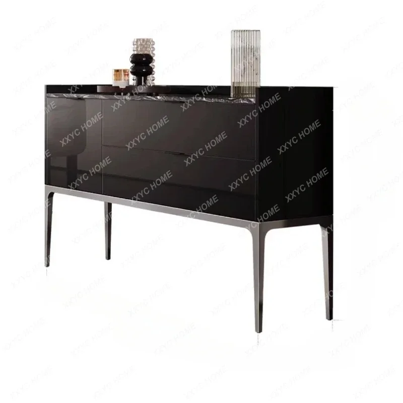 A  Italian modern high-end dining side cabinet high-end art entrance luxury stone countertop side cabinet