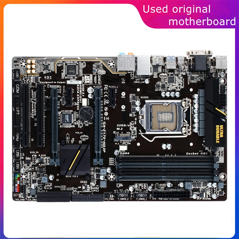 

Used LGA 1151 For Intel Z170 GA- Z170-HD3P Z170-HD3P Computer USB3.0 SATA3 Motherboard DDR4 64G Desktop Mainboard