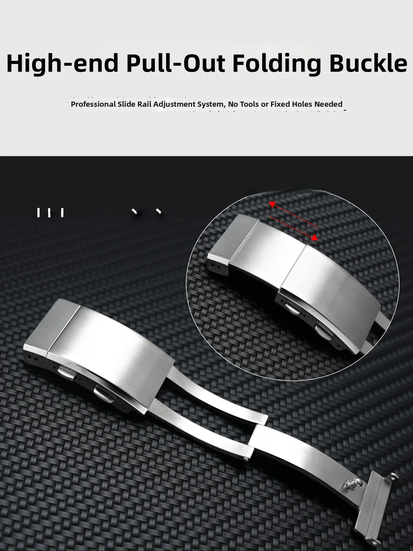 316L watch Buckle Solid Stainless Steel Brushed Folding Safety Buckle Double Push Extendable Adjustable Watch Clasp 18/20/22mm