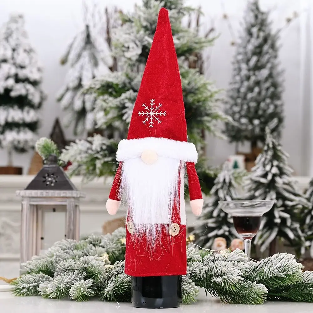 

2Pcs Santa Christmas Faceless Doll Wine Cap Kawaii Cartoon Christmas Wine Bottle Cover Handmade Exquisite