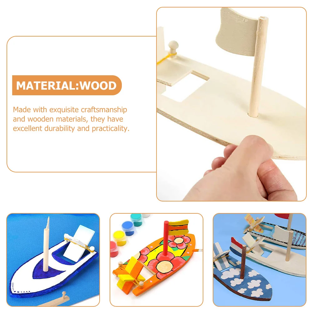 

10Pcs DIY Wooden Sailboat Blank Painting Craft High Grade Wood Crafts Kids Sailing Decoration DIY Graffiti School Party