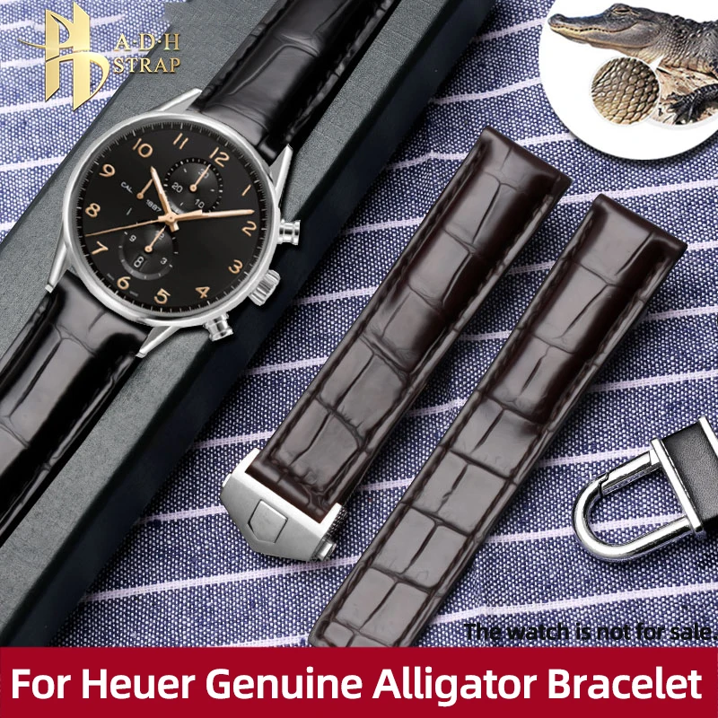 Crocodile Leather Watch Strap For Heuer Carrera Monaco CBL2118 Men\'s Watch Band Folding Buckle Style 19 20 22mm Bracelet