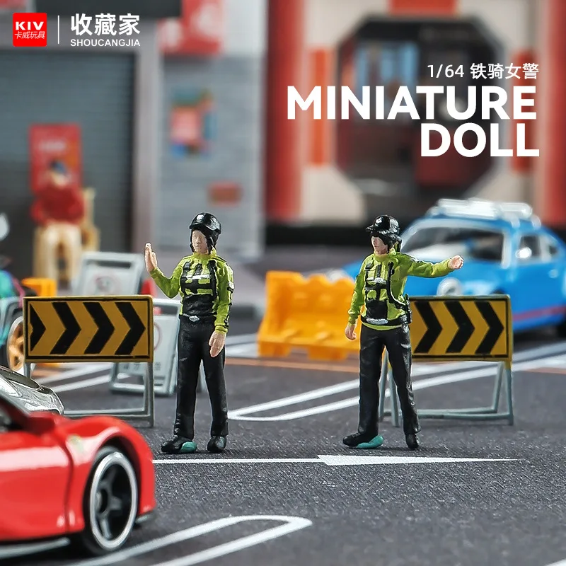 

Resin Diorama 1:64 Scale Miniature Figures Miniatura Car Toy Minifigures Model Policewoman Girl DIY Figure Toys Collectible