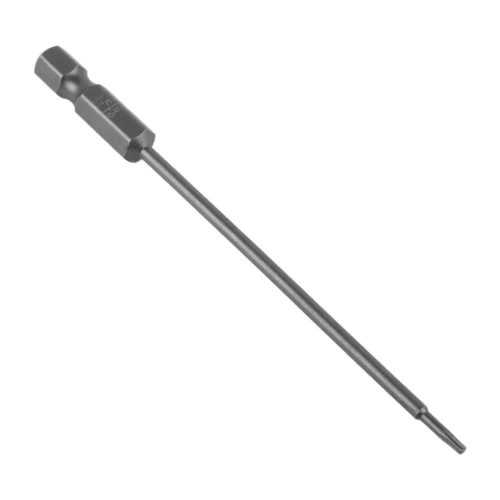 Torx Head Screwdriver Bit Magnetic Solid Special Heat Treatment 100mm/3.94in 6.35mm / 1/4 Inch Shank Alloy Steel