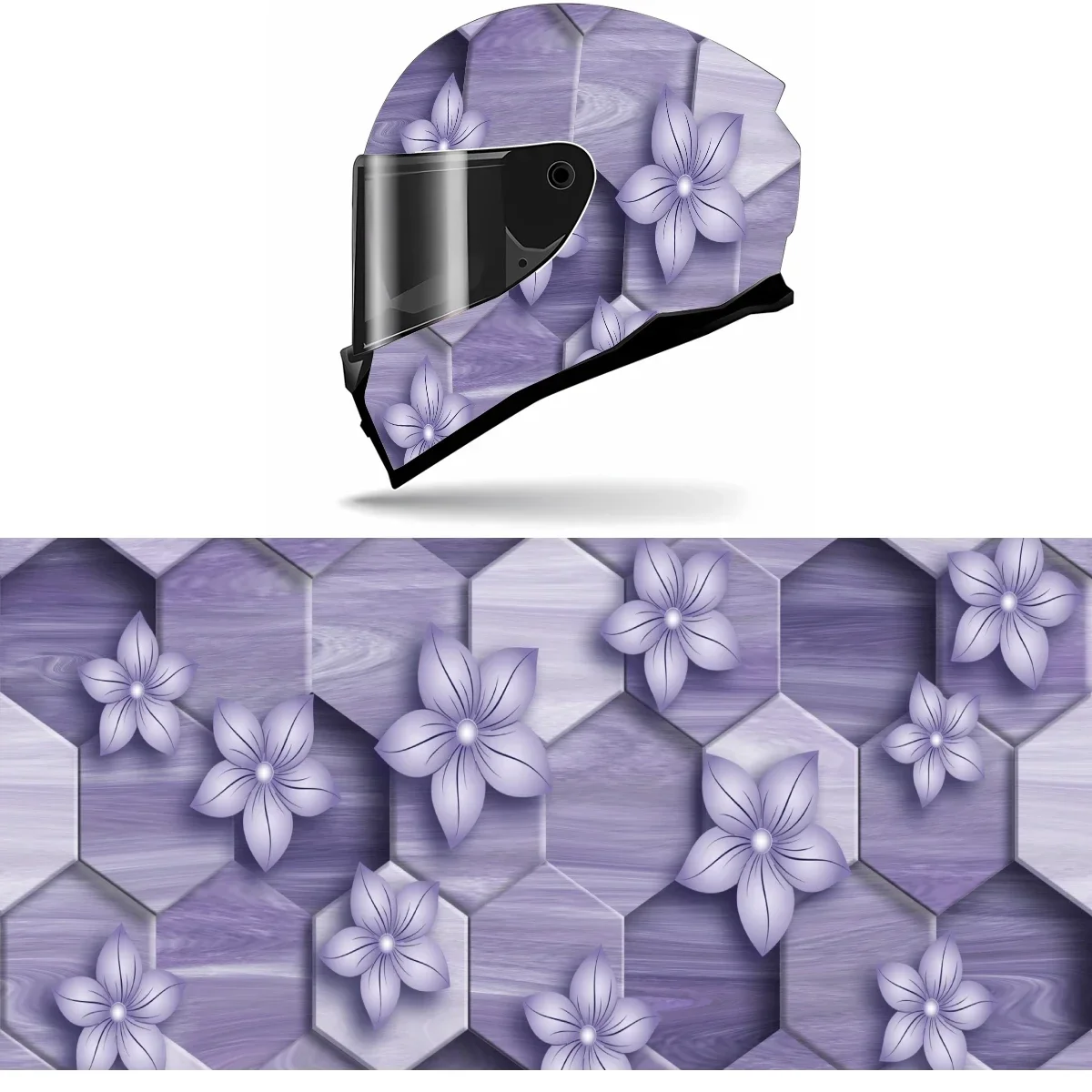 

3D деревянная шестиугольная наклейка на полный шлем, мотоциклетный шлем, гоночная графическая наклейка, виниловая пленка, декор для шлема, наклейка
