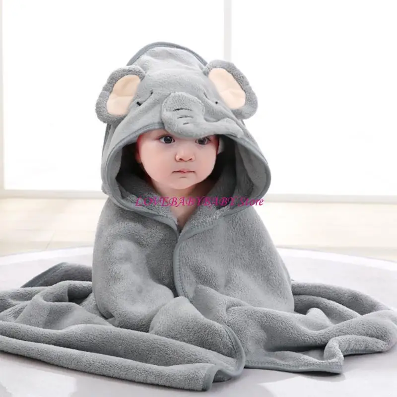 

Print Hooded Bath Towel for 0-6T Kids Soft Absorbent Coral Fleece Baby Wrap 4XBC
