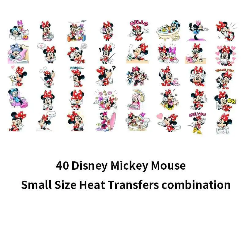 Miniso Co marca IP Disney Mickey Mouse conjuntos parches de transferencia de calor para niños adultos ropa de bebé pegatina DIY ropa impresa