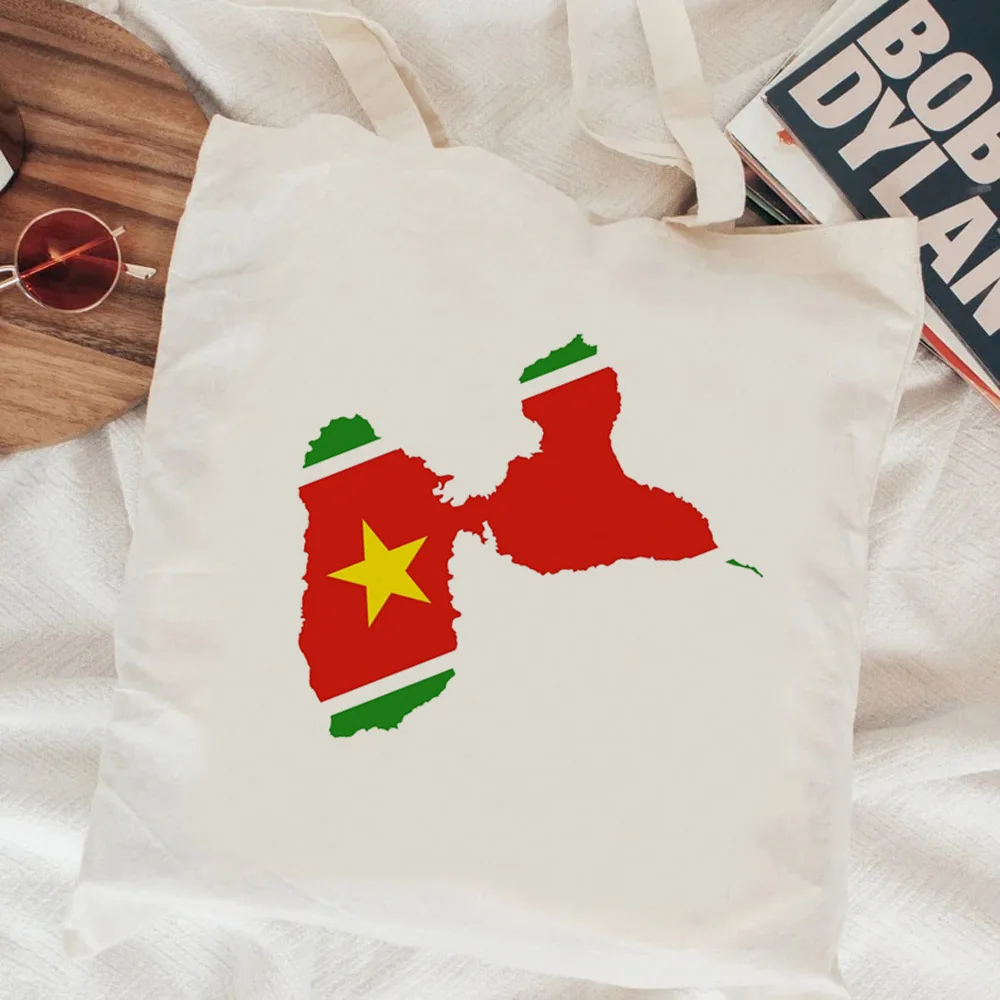 Bolso de yute reutilizable para la compra, bolsa de tela plegable reutilizable para la compra, tipo Guadeloupe