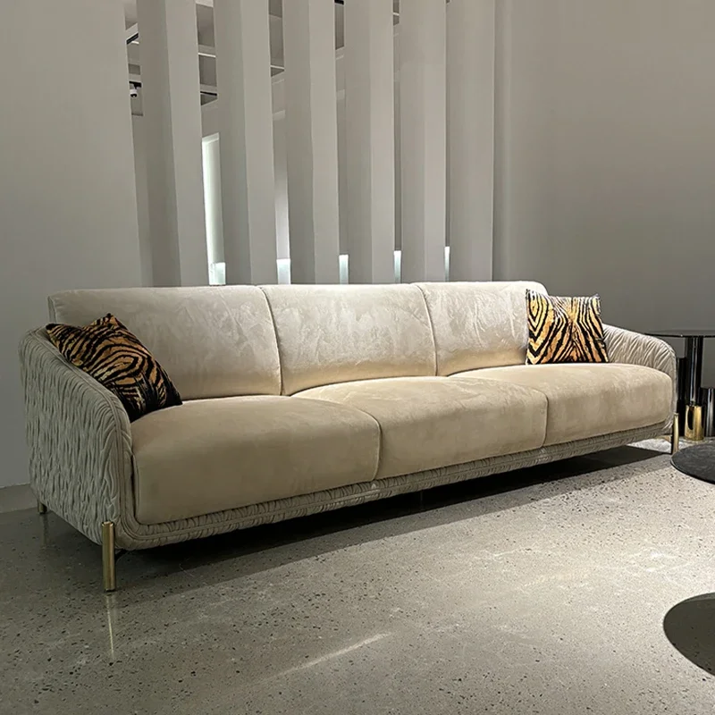 Italian light luxury simple luxury matte leather sofa