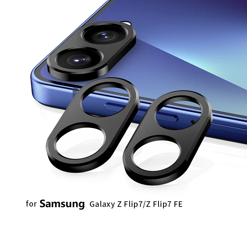 

for Samsung Galaxy Z Flip7 FE Camera Bezel Cover Anti Scratch Black Metal Film Super Slim Hollow Lens Protector Cap Sticker