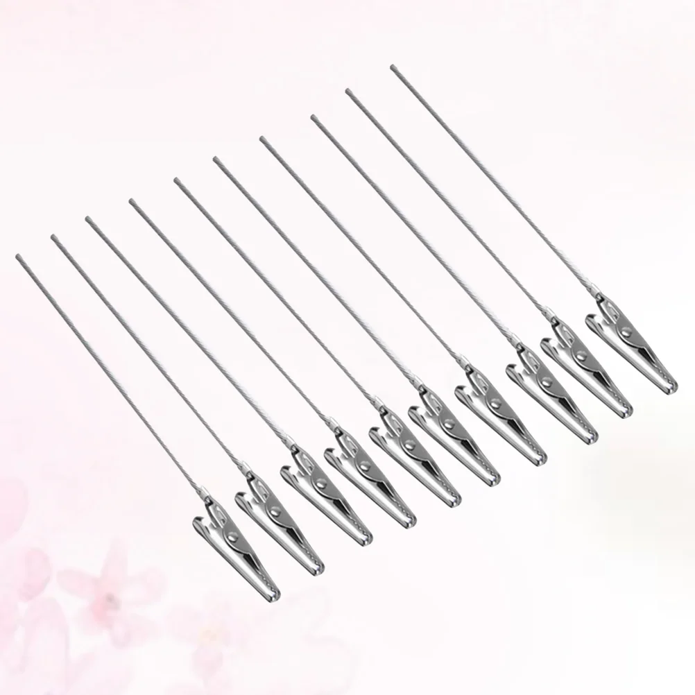 50 Pcs Label Holder Clip Memo Metal Wire Alligator Clips Photo Clamp Long Long-Tailed