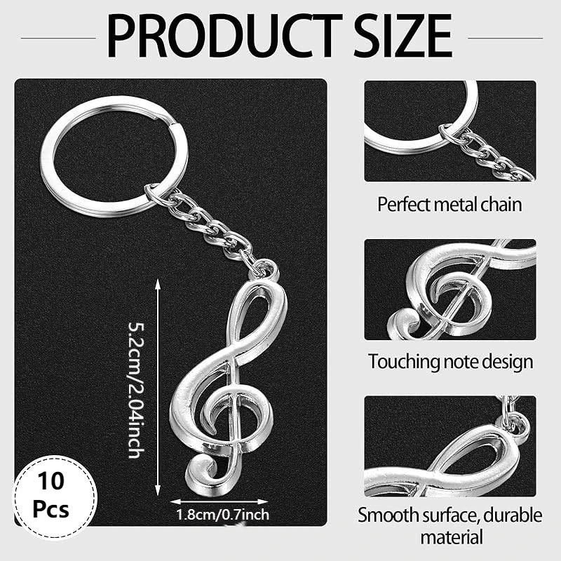 10Sets Musical Note Key Chain Party Favors Music Symbol Key Rings Thank You Gift Tags Organza Bags for Party Favors Decoration