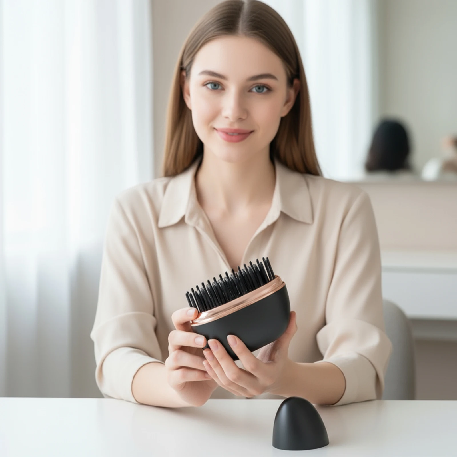 

Мини-выпрямитель для волос с быстрым нагревом, 3 температурных режима, беспроводная расческа-выпрямитель для женщин