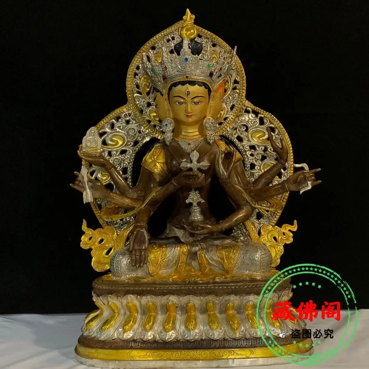 

15 inches of Zunsheng Buddha Mother pure copper Seiko Tibetan Buddha statue gilt silver retro weight one foot five Buddha Hall o