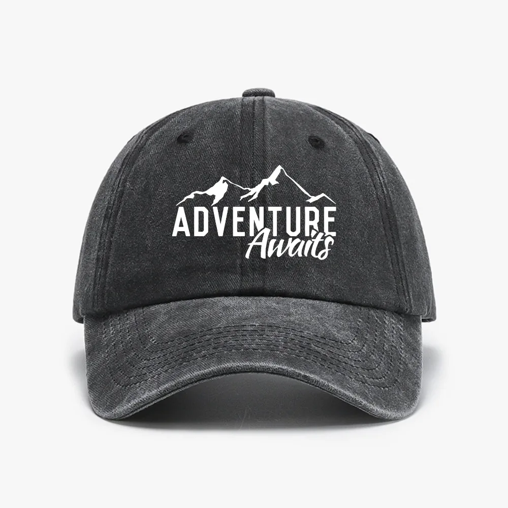 

Adventure Awaits Mountain Baseball Cap Spring Casual Caps Outdoor Sun Hat Adjustable Retro Denim Unisex Hats
