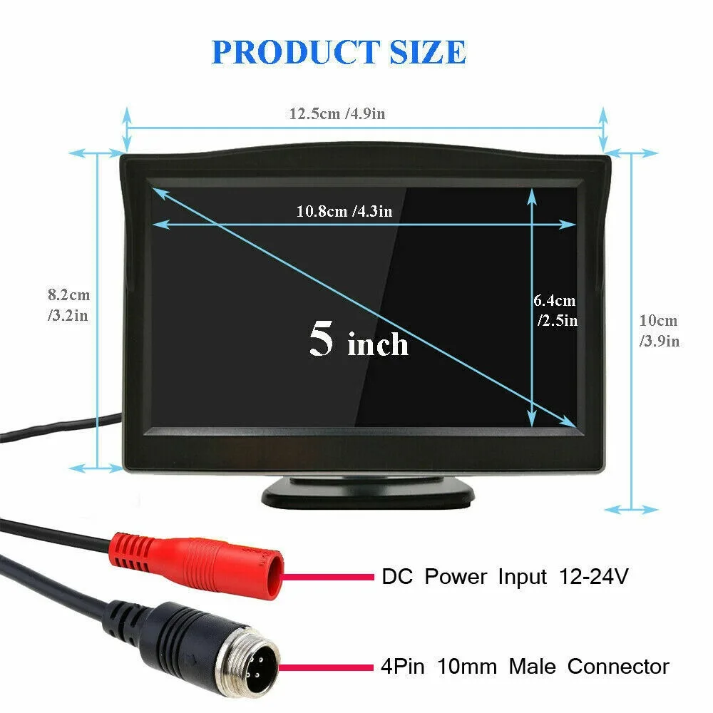 شاشة LCD مقاس 5 بوصات من Lastbus + مجموعة رؤية عكسية للكاميرا الخلفية لشاحنة السيارة للرؤية الليلية #5