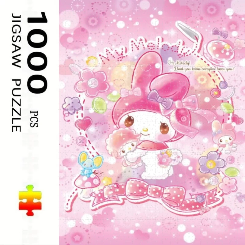 Large Size Jigsaw Puzzle 500/1000 Pcs Sanrio Cartoon Cute Kuromi and My Melody Jigsaw Puzzles for Adults Stress Relief ToysGift