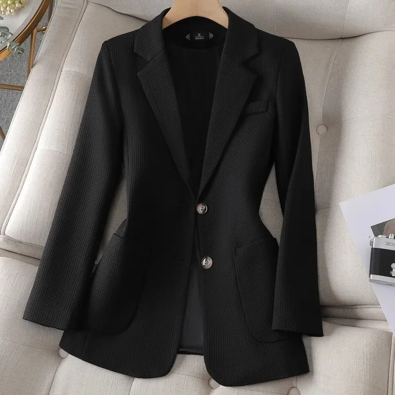 Women Blazer 2025 New Autumn Winter Outwear Green Black Beige Ladies Blazer Long Sleeve Single Breasted Solid Female Jacket Coat