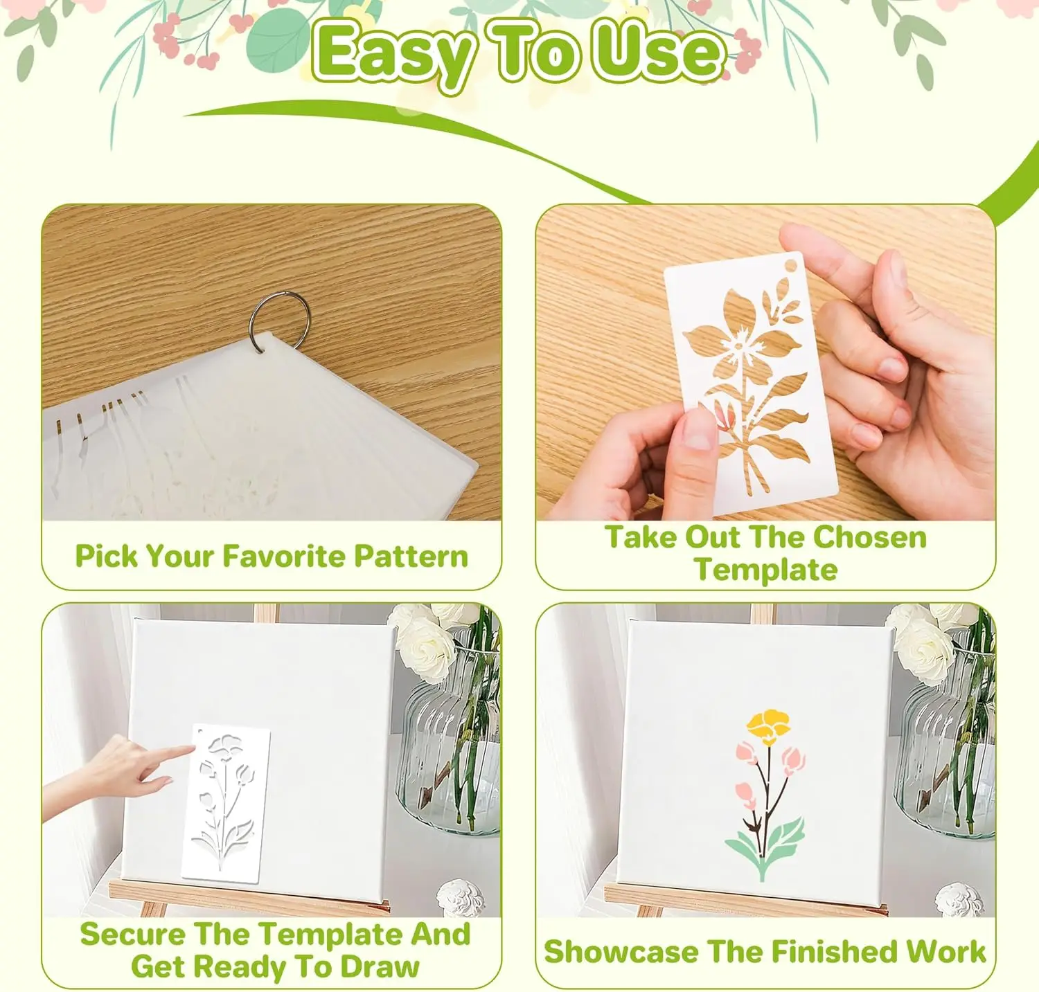 Flower Leaf Wildflower Stencils, 85Pcs Set