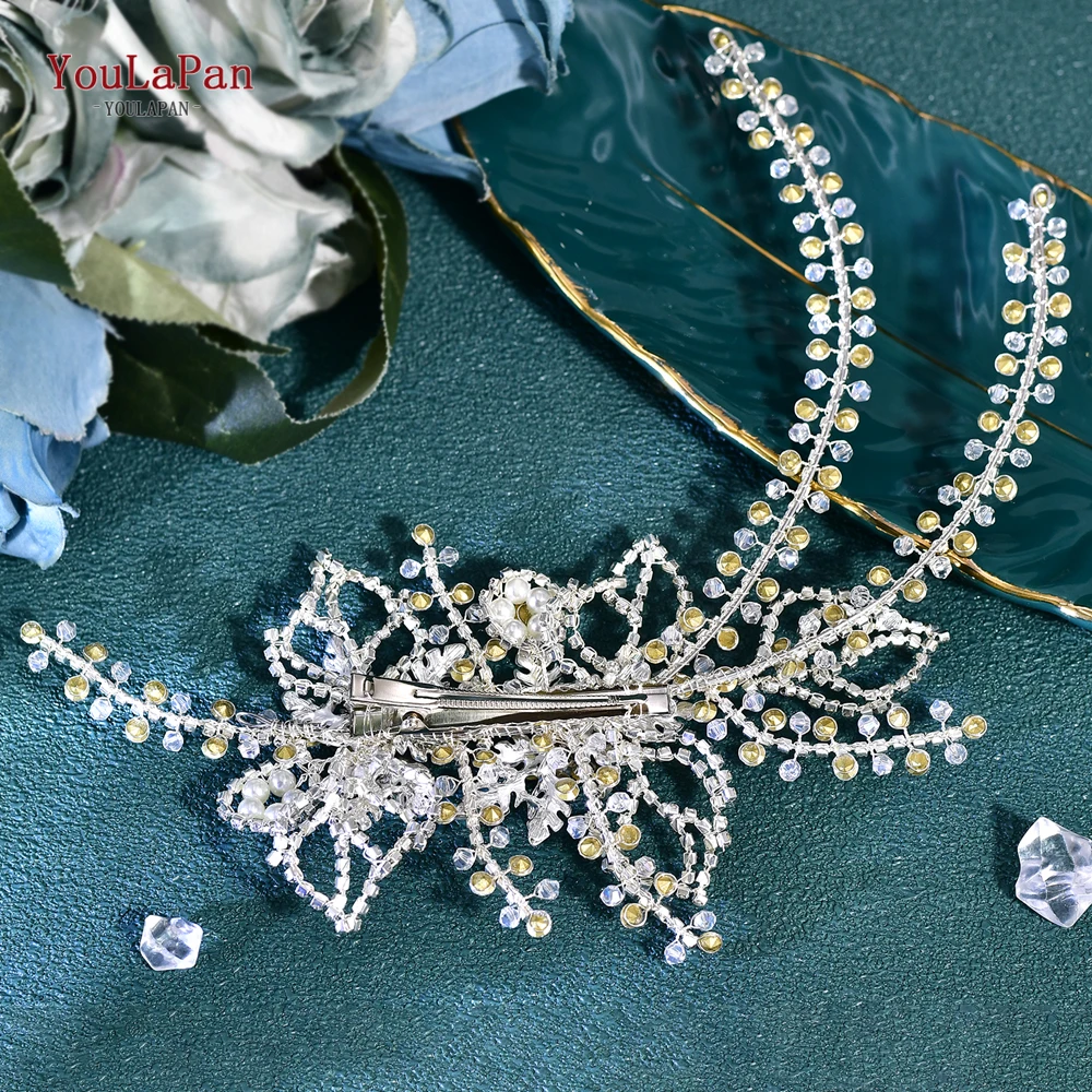 YouLaPan Rhinestone Tiara Bridal Headdress Wedding Hair Accessories Pageant Crown Woman Hair Clip Bridal Hairpin for Party HP254