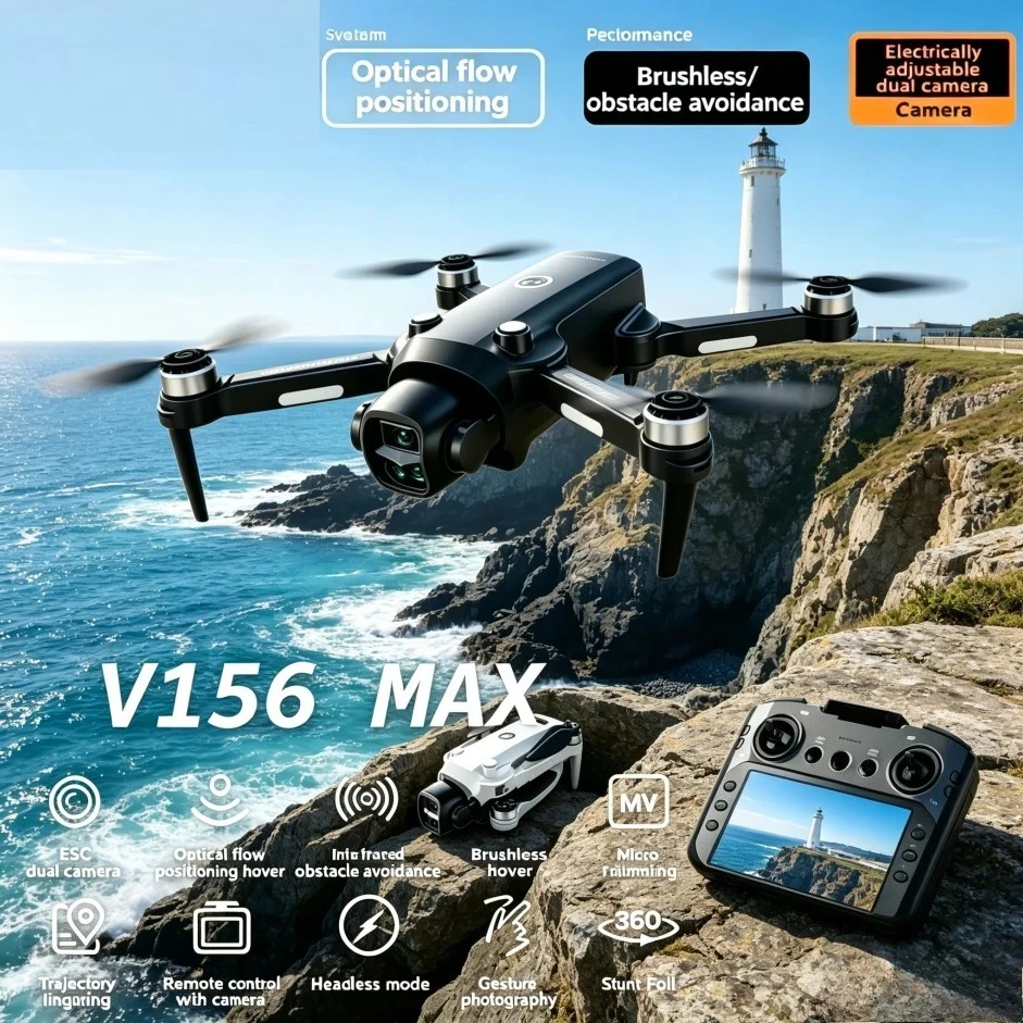 Original V156MAX GPS RC Aerial UAV LCD Display Handset 8K HD Shooting Cam 5G Wireless FPV Auto Obstacle Sensing Foldable Drone